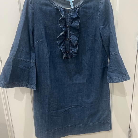 Womens denim dress Draper James ruffled - Picture 6 of 7